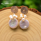 Baroque Pearl Purple Crystal Flower Earrings for Women GE0562