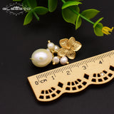 Baroque Pearl Purple Crystal Flower Earrings for Women GE0562
