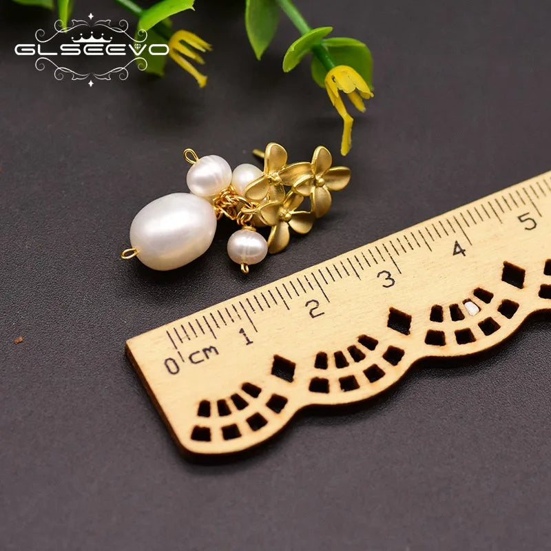 Baroque Pearl Purple Crystal Flower Earrings for Women GE0562