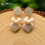 Baroque Pearl Purple Crystal Flower Earrings for Women GE0562