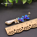 Baroque Pearl Cloisonne Flowers Earrings Women Gift GE0978