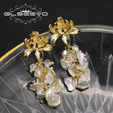 Baroque Pearl Drop Earrings Wedding Dangle Flower Earrings Jewelry