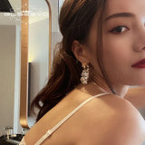 Baroque Pearl Drop Earrings Wedding Dangle Flower Earrings Jewelry