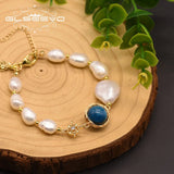 GLSEEVO Baroque Pearl Glaze Adjustable Bracelet Women Gift