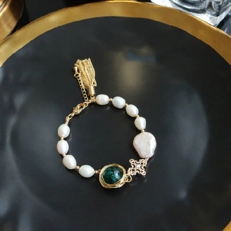 GLSEEVO Baroque Pearl Glaze Adjustable Bracelet Women Gift