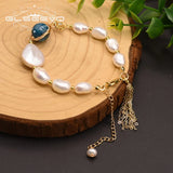 GLSEEVO Baroque Pearl Glaze Adjustable Bracelet Women Gift