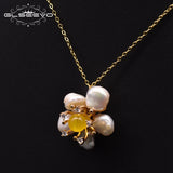 Baroque Pearl Necklace Freshwater Flower Pendant Fine Jewelry