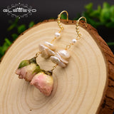 Baroque Pearl Rose Flower Drop Earrings