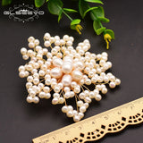 Baroque Pearl Snowflake Brooch for Women Wedding Party