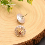 Natural Baroque Round Pearl Stud Earrings for Women Bride Wedding