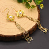 Natural Fresh Water Flower Tassel Drop Earrings GE0893
