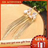 Natural Fresh Water Flower Tassel Drop Earrings GE0893