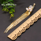 Natural Fresh Water Flower Tassel Drop Earrings GE0893