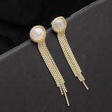 Natural Fresh Water Flower Tassel Drop Earrings GE0893