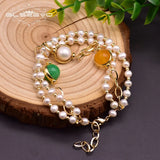 Pearl Bracelets Adjustable Multi-Layer Jade Bangle