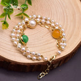 Pearl Bracelets Adjustable Multi-Layer Jade Bangle