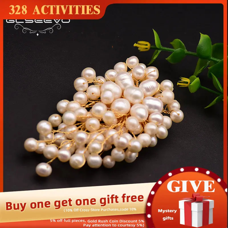 GLSEEVO Fresh Water Pearl Brooch Wedding Gift Pin GO0342
