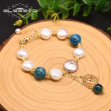 Freshwater Pearl Charm Bracelet Women's Natural Stone Jewelry