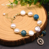Freshwater Pearl Charm Bracelet Women's Natural Stone Jewelry