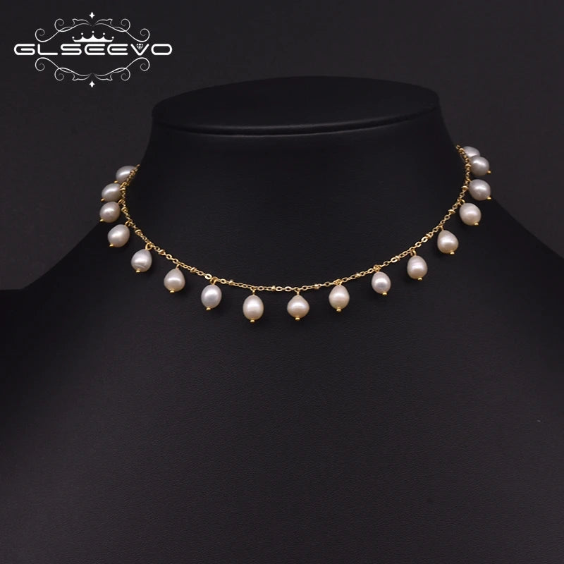 Freshwater Pearl Choker Necklace Minimalist Wedding Gift