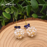 Fresh Water Pearl Cloisonne Butterfly Drop Earrings GE0971