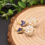 Fresh Water Pearl Cloisonne Butterfly Drop Earrings GE0971