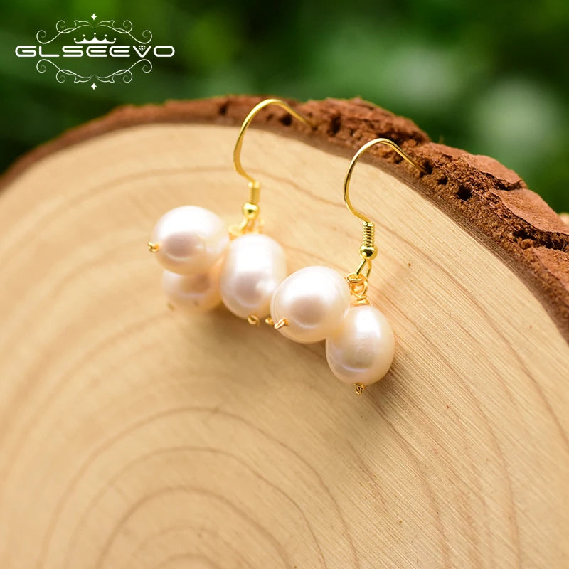 Freshwater Pearl Drop Earrings Minimalist Jewelry GE0777
