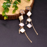Fresh Water Pearl Tassel Drop Earrings for Women Party Birthday Fine Jewelry