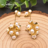Fresh Water Pearl Grape Flower Shape Drop Earrings For Women
