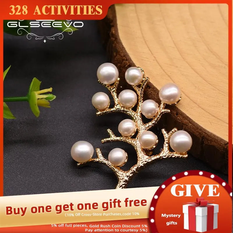 Freshwater Pearl Tree Brooch Pins Women Girls Baby Party Jewelry