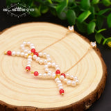 Natural Pearl Long Drop Earrings for Women Party Gift