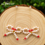 Natural Pearl Long Drop Earrings for Women Party Gift