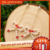 Natural Pearl Long Drop Earrings for Women Party Gift