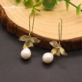 Fresh Water Pearl Plant Earrings for Women, Wedding Gift