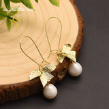 Fresh Water Pearl Plant Earrings for Women, Wedding Gift