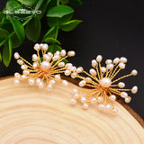 Freshwater Pearl Flower Stud Earrings for Women GE0592