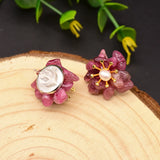 Freshwater Pearl Stud Earrings Lapis Flower Earring 925 Silver GE0616