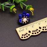 Freshwater Pearl Stud Earrings Lapis Flower Earring 925 Silver GE0616