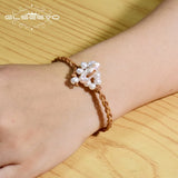 Natural Fresh Water Pearl Leather Bracelet Gift for Women Girl GB0167