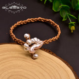Natural Fresh Water Pearl Leather Bracelet Gift for Women Girl GB0167