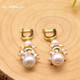 Freshwater Pearl 925 Silver Earrings Wedding Minimalist Jewelry