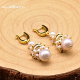 Freshwater Pearl 925 Silver Earrings Wedding Minimalist Jewelry