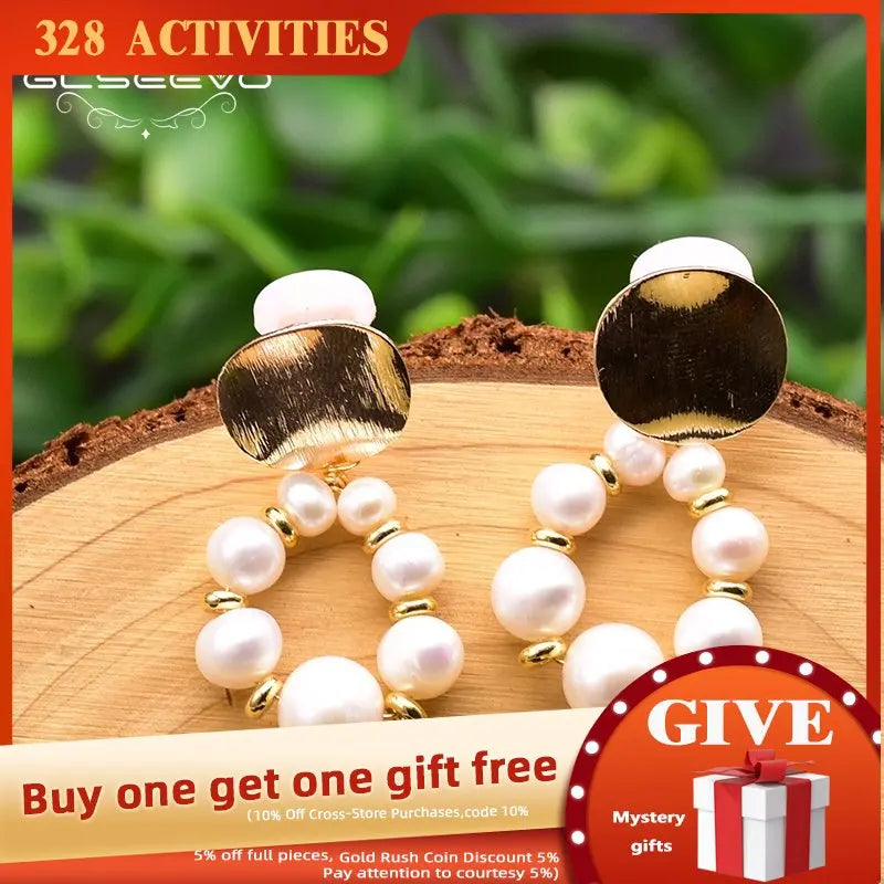 GLSEEVO Fresh Water Pearls Ethnic Drop Earrings For Women GE0921B