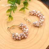 Pink Pearl Big Hoop Earrings For Women Wedding Engagement GE0853