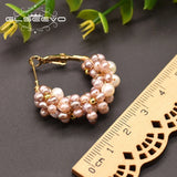 Pink Pearl Big Hoop Earrings For Women Wedding Engagement GE0853