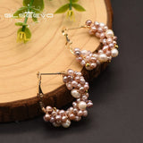 Pink Pearl Big Hoop Earrings For Women Wedding Engagement GE0853
