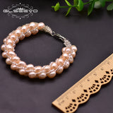 Natural Pink Pearls Bracelet Women's Anniversary Gift Romantic Jewelry