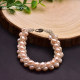 Natural Pink Pearls Bracelet Women's Anniversary Gift Romantic Jewelry