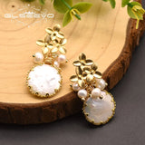Freshwater Pearl Flower Drop Earrings Wedding Party Jewelry