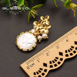Freshwater Pearl Flower Drop Earrings Wedding Party Jewelry
